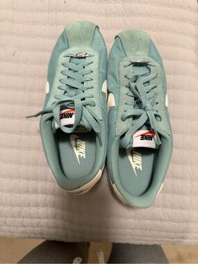 Nike Light Teal Cortez Sneakers with White Swoosh